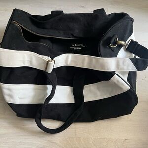 La Ligne black and white weekend duffel bag